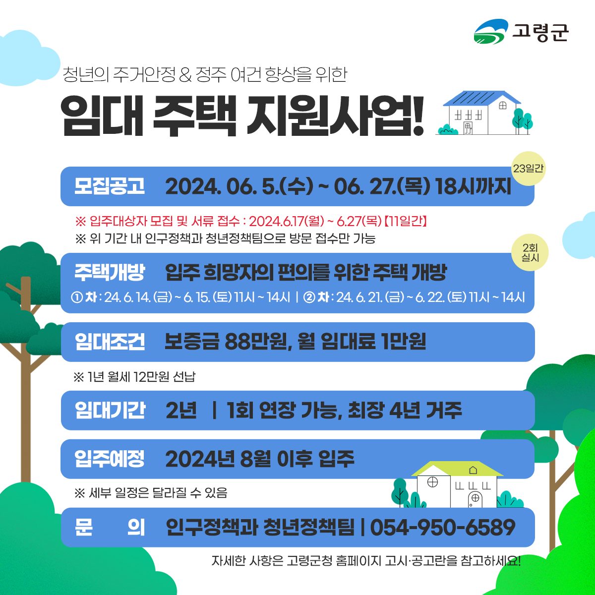 2024년 「고령군 청년 행복 임대주택 지원사업」 입주자 모집 공고 5