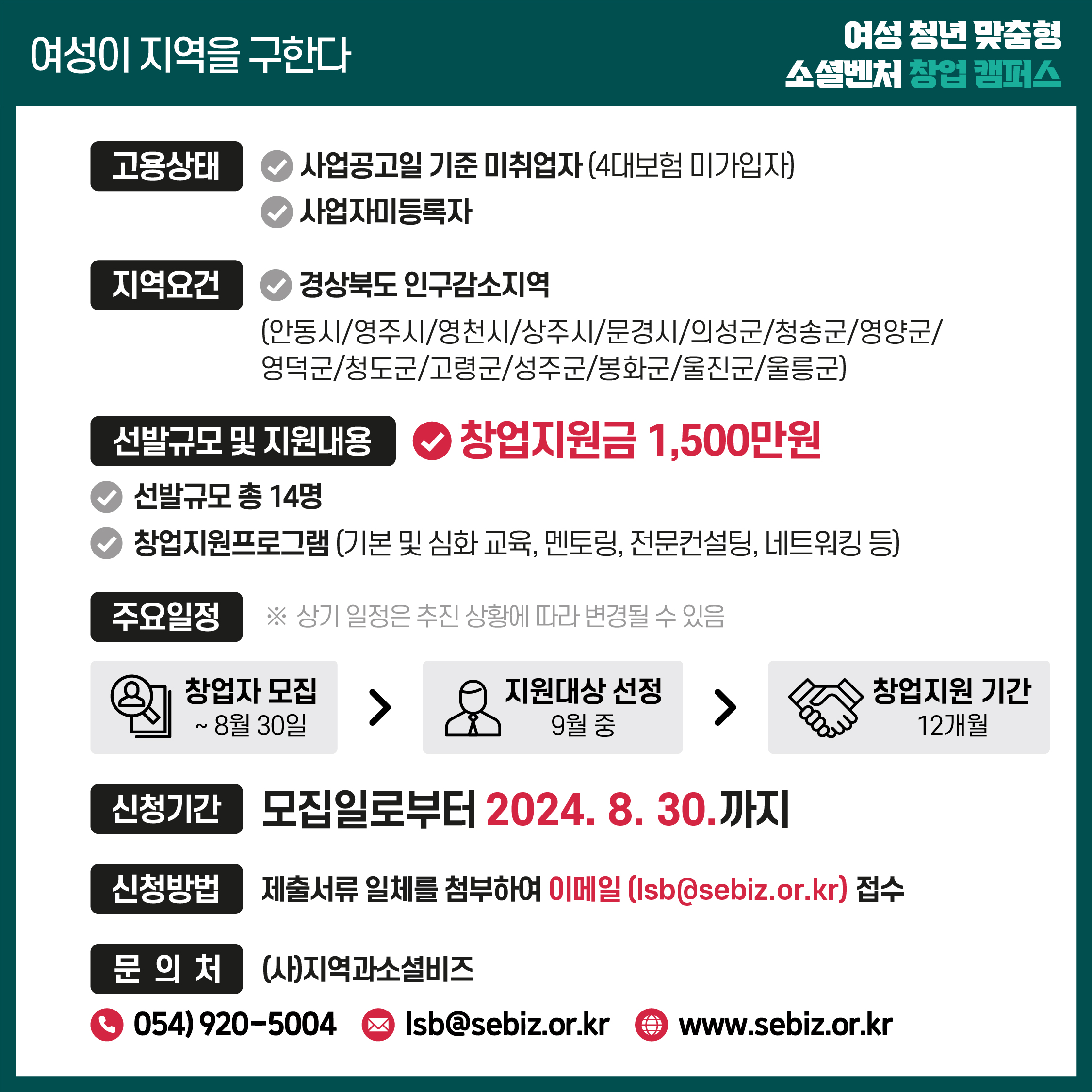 2024년 「여성 청년 맞춤형 소셜벤처 창업 캠퍼스」 사업 창업자 추가모집 안내 4